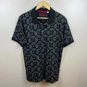 Robert Graham Kramer Polo Shirt Mens Small Black Paisley Short Sleeve Classic